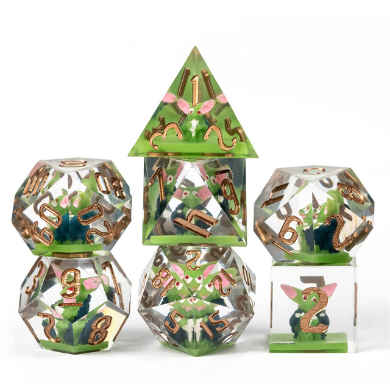 Sharp Edge Resin RPG Dice Set - Goblin Plastic Dice Foam Brain Games