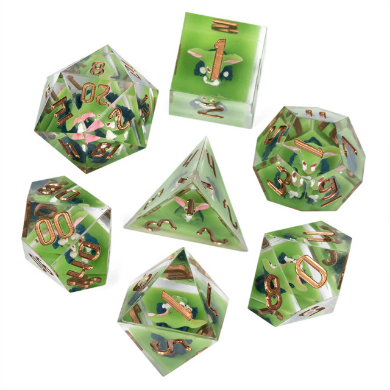 Sharp Edge Resin RPG Dice Set - Goblin Plastic Dice Foam Brain Games