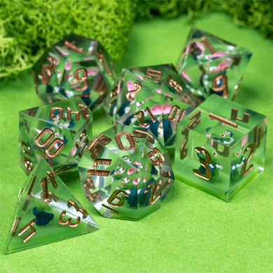Sharp Edge Resin RPG Dice Set - Goblin Plastic Dice Foam Brain Games