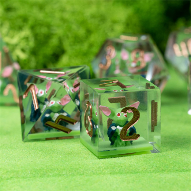 Sharp Edge Resin RPG Dice Set - Goblin Plastic Dice Foam Brain Games