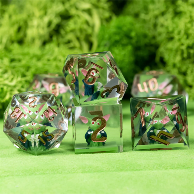 Sharp Edge Resin RPG Dice Set - Goblin Plastic Dice Foam Brain Games