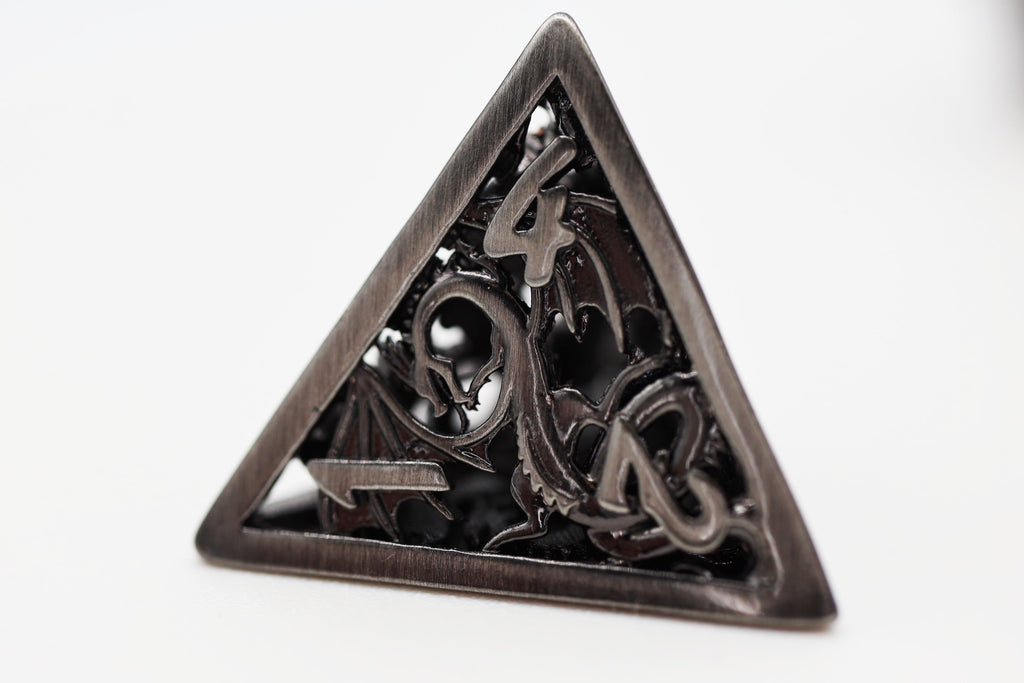 Dragon Essence: Silver - Hollow Metal RPG Dice Set Metal Dice Foam Brain Games