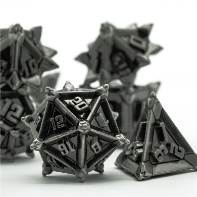 Warrior's Flail: Silver - Metal RPG Dice Set Metal Dice Foam Brain Games