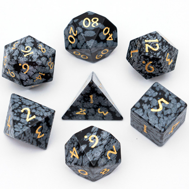 Snow Flake Gemstone - Engraved with Gold Stone Dice Foam Brain Games