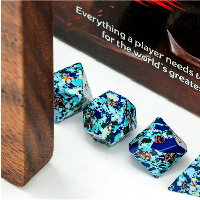 Textured Turquoise Speckled Blue - Engraved Stone Dice Foam Brain Games