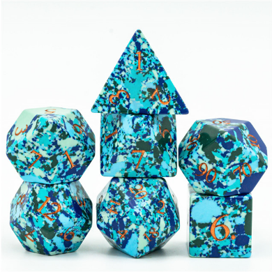 Textured Turquoise Speckled Blue - Engraved Stone Dice Foam Brain Games