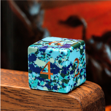 Textured Turquoise Speckled Blue - Engraved Stone Dice Foam Brain Games