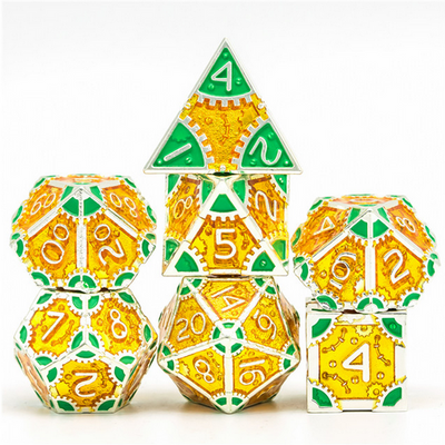 SteamPunk: Pineapples - Metal RPG Dice Set Metal Dice Foam Brain Games