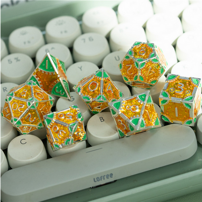 SteamPunk: Pineapples - Metal RPG Dice Set Metal Dice Foam Brain Games