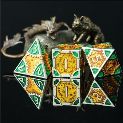 SteamPunk: Pineapples - Metal RPG Dice Set Metal Dice Foam Brain Games