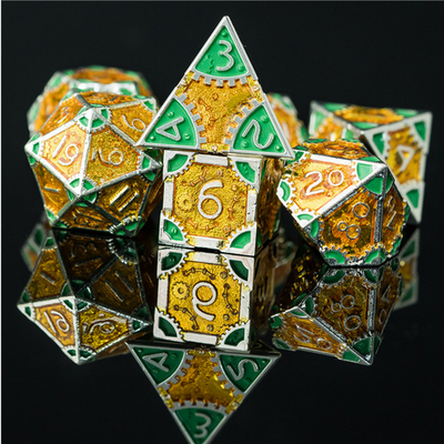 SteamPunk: Pineapples - Metal RPG Dice Set Metal Dice Foam Brain Games