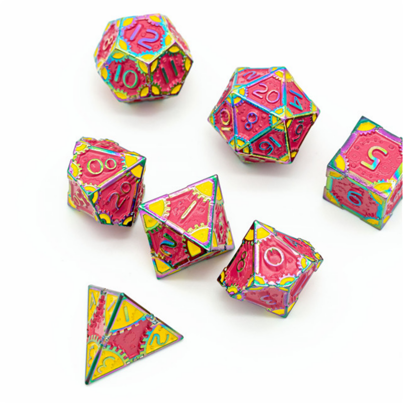 SteamPunk: Pink Lemonade - Metal RPG Dice Set Metal Dice Foam Brain Games