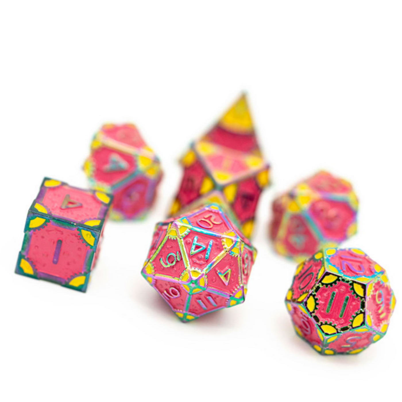 SteamPunk: Pink Lemonade - Metal RPG Dice Set Metal Dice Foam Brain Games