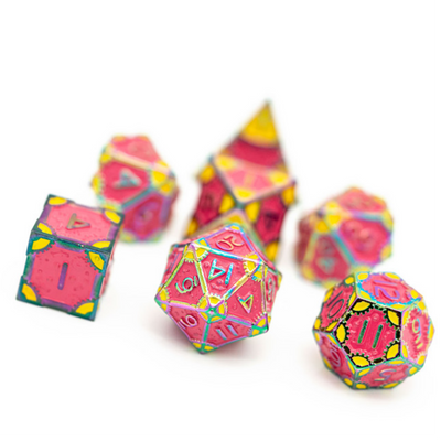 SteamPunk: Pink Lemonade - Metal RPG Dice Set Metal Dice Foam Brain Games