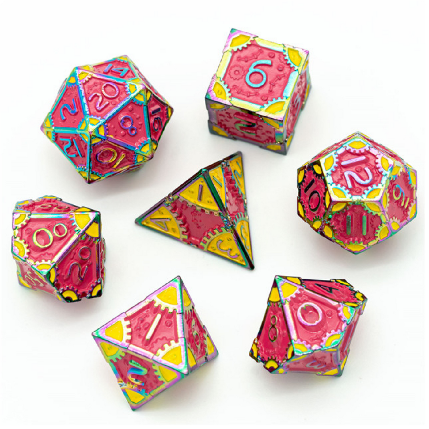 SteamPunk: Pink Lemonade - Metal RPG Dice Set Metal Dice Foam Brain Games