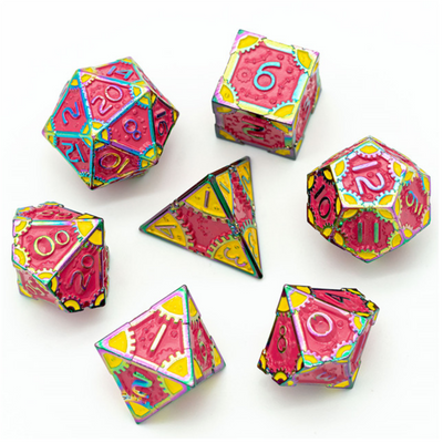 SteamPunk: Pink Lemonade - Metal RPG Dice Set Metal Dice Foam Brain Games