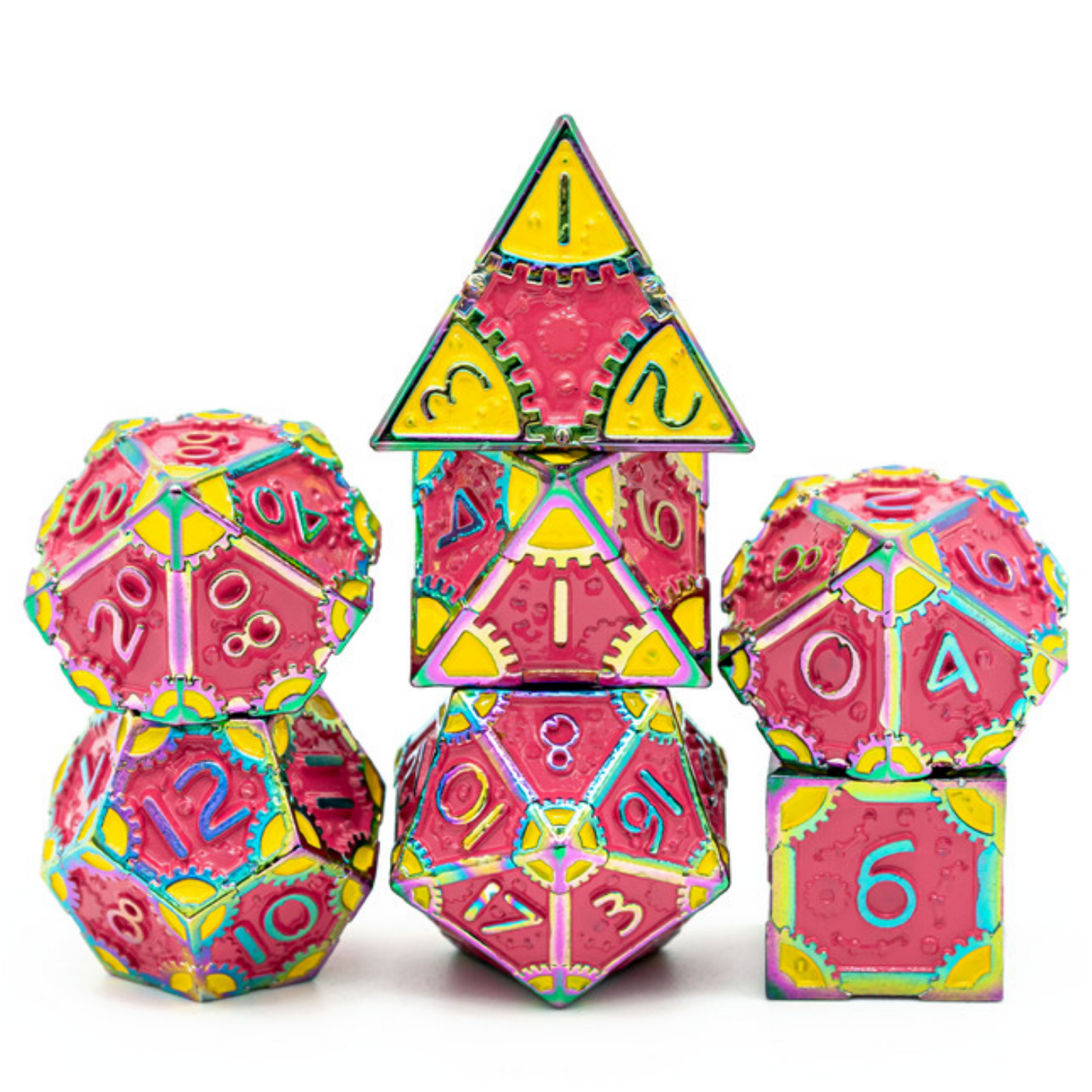 SteamPunk: Pink Lemonade - Metal RPG Dice Set Metal Dice Foam Brain Games
