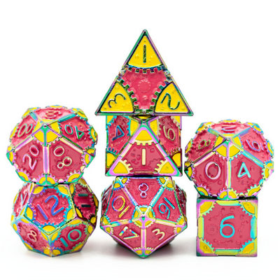 SteamPunk: Pink Lemonade - Metal RPG Dice Set Metal Dice Foam Brain Games