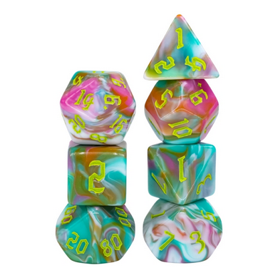 Teal Sunrise RPG Dice Set Plastic Dice Foam Brain Games