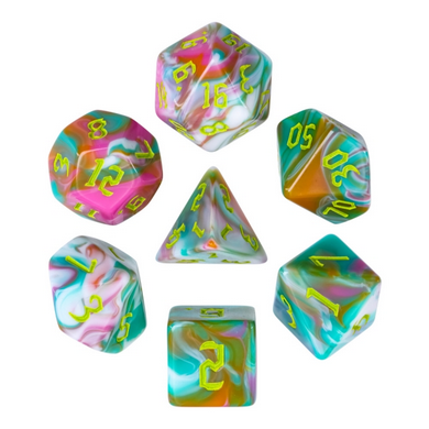 Teal Sunrise RPG Dice Set Plastic Dice Foam Brain Games