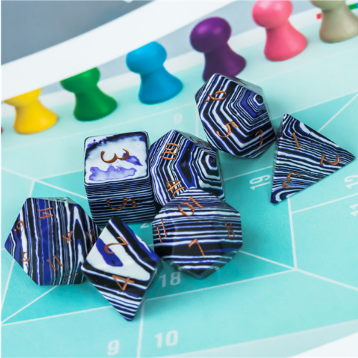 Textured Turquoise Black & Blue - Engraved Stone Dice Foam Brain Games