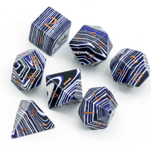 Textured Turquoise Black & Blue - Engraved Stone Dice Foam Brain Games