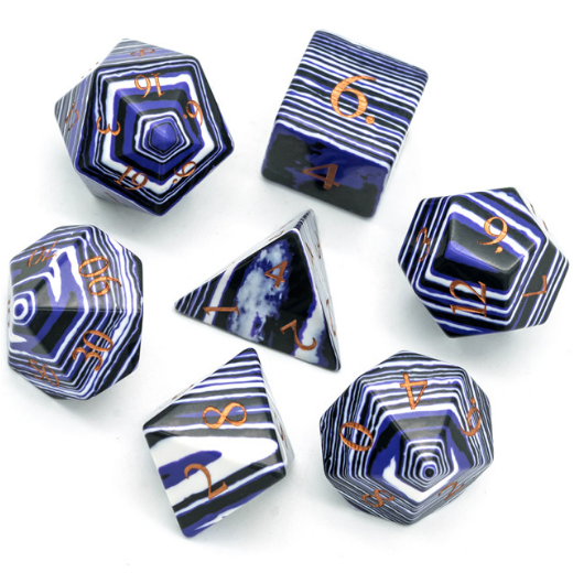 Textured Turquoise Black & Blue - Engraved Stone Dice Foam Brain Games