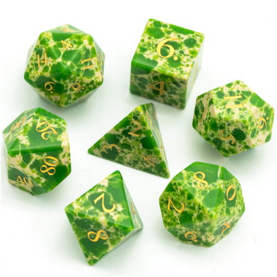 Textured Turquoise Mossy Green - Engraved Stone Dice Foam Brain Games