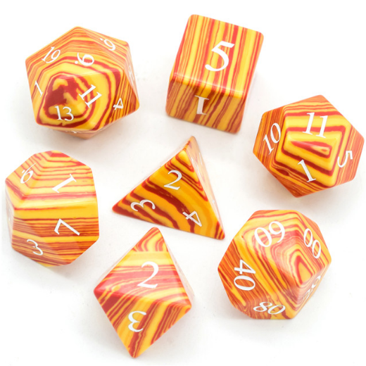 Textured Turquoise Orange & Red - Engraved Stone Dice Foam Brain Games