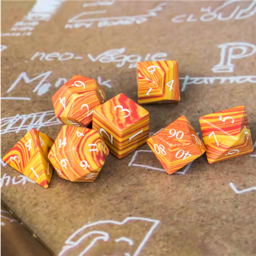 Textured Turquoise Orange & Red - Engraved Stone Dice Foam Brain Games