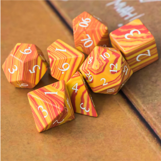 Textured Turquoise Orange & Red - Engraved Stone Dice Foam Brain Games