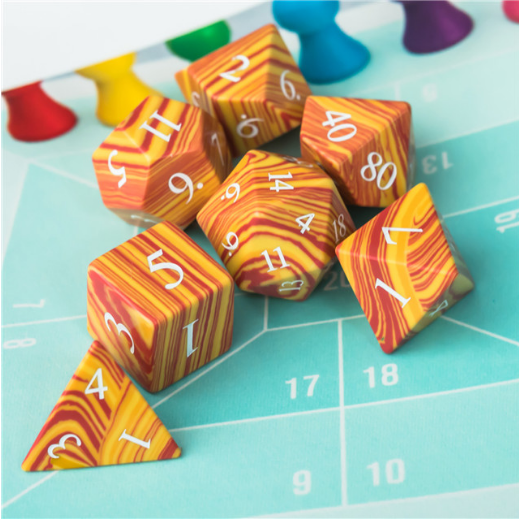 Textured Turquoise Orange & Red - Engraved Stone Dice Foam Brain Games