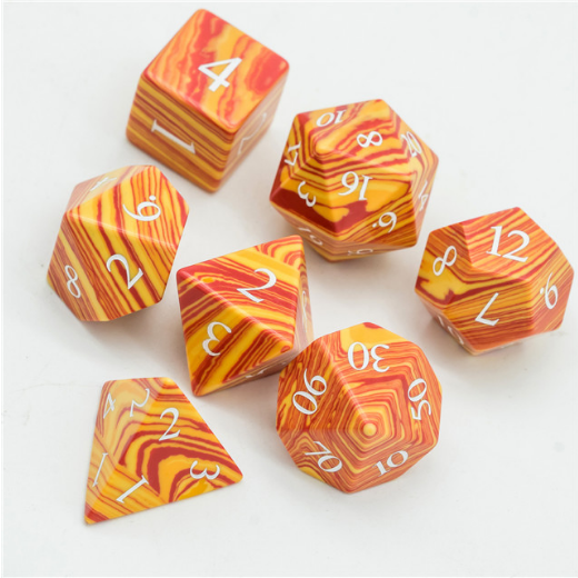 Textured Turquoise Orange & Red - Engraved Stone Dice Foam Brain Games