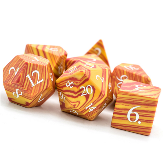 Textured Turquoise Orange & Red - Engraved Stone Dice Foam Brain Games