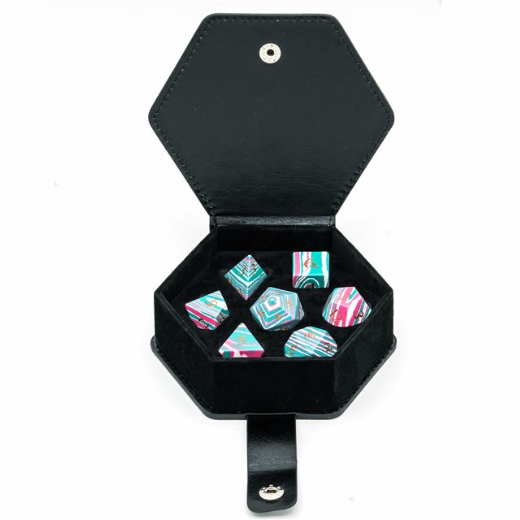 Textured Turquoise Pink & Teal - Engraved Stone Dice Foam Brain Games