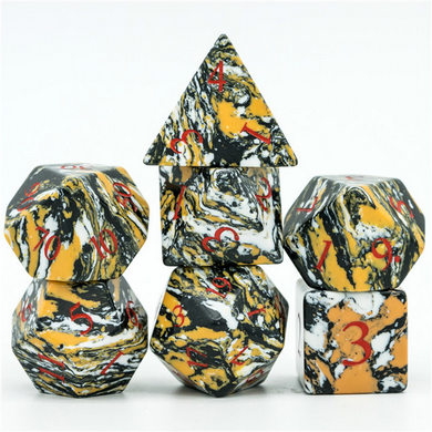 Textured Turquoise Yellow and Black - Engraved Stone Dice Foam Brain Games