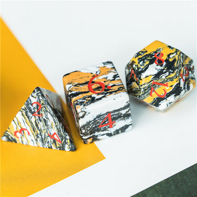 Textured Turquoise Yellow and Black - Engraved Stone Dice Foam Brain Games