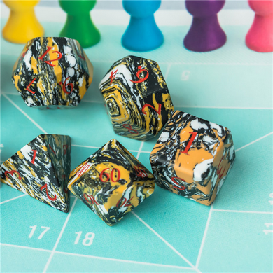 Textured Turquoise Yellow and Black - Engraved Stone Dice Foam Brain Games