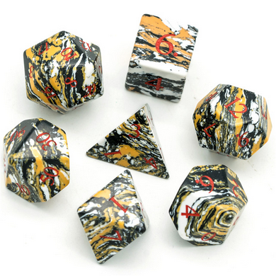 Textured Turquoise Yellow and Black - Engraved Stone Dice Foam Brain Games