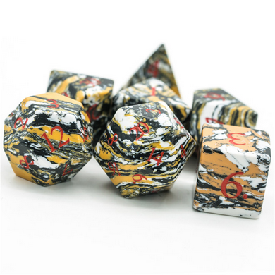 Textured Turquoise Yellow and Black - Engraved Stone Dice Foam Brain Games