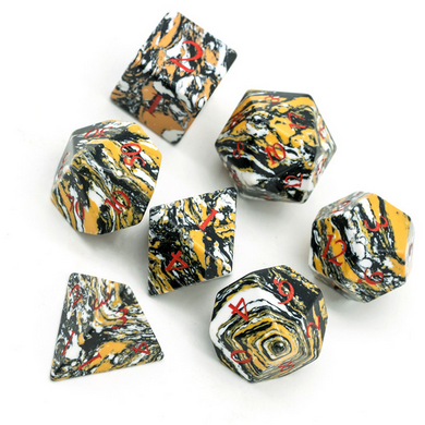 Textured Turquoise Yellow and Black - Engraved Stone Dice Foam Brain Games