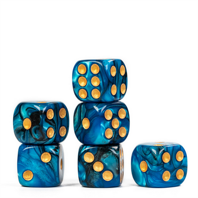 12 piece Pip D6s - Thunderstorm Plastic Dice Foam Brain Games