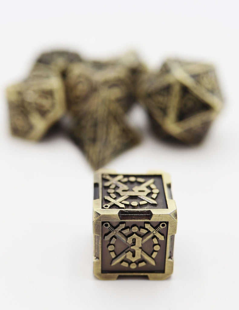 Crossed Swords: Timeworn Sword - Metal RPG Dice Set Metal Dice Foam Brain Games