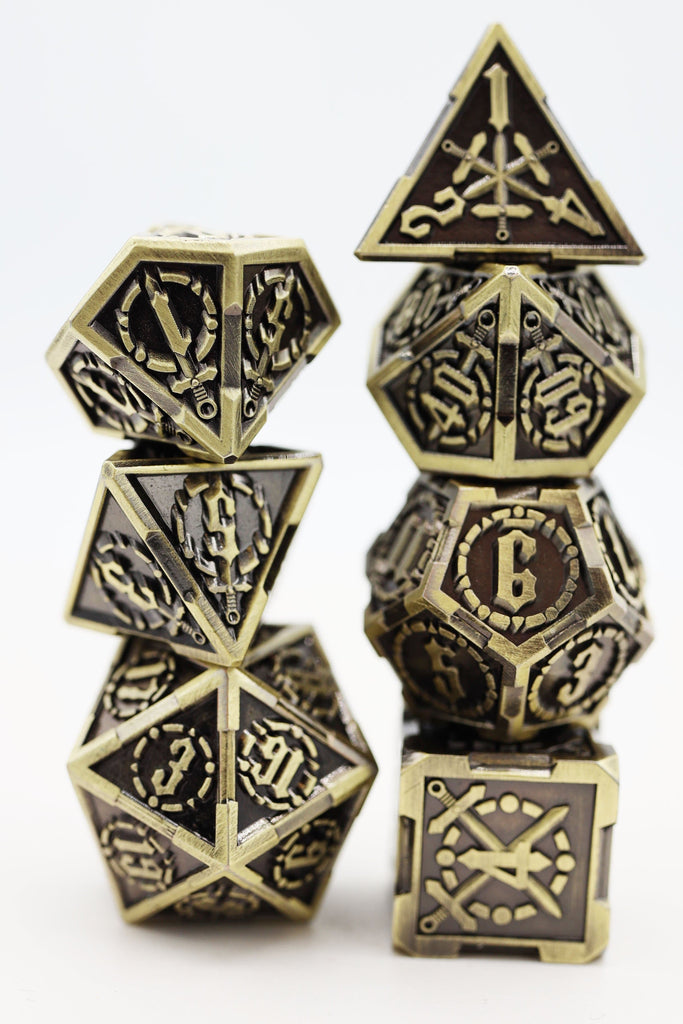 Crossed Swords: Timeworn Sword - Metal RPG Dice Set Metal Dice Foam Brain Games