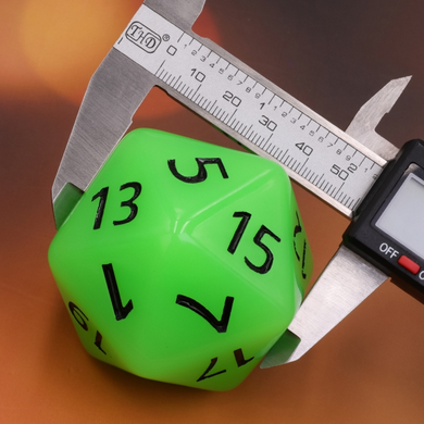 55mm Titan D20 - Glow in the Dark Green Plastic Dice Foam Brain Games