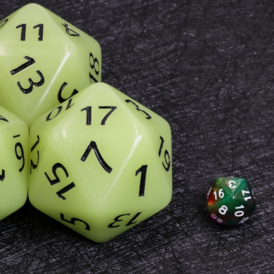 55mm Titan D20 - Glow in the Dark White Plastic Dice Foam Brain Games