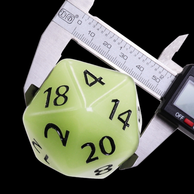 55mm Titan D20 - Glow in the Dark White Plastic Dice Foam Brain Games