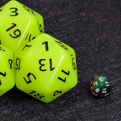 55mm Titan D20 - Glow in the Dark Yellow Plastic Dice Foam Brain Games