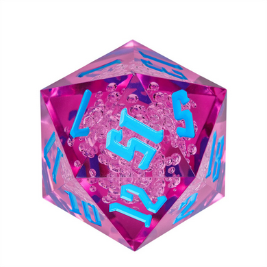 55mm Titan D20 - Sharp Edge Purple Bubbles Plastic Dice Foam Brain Games