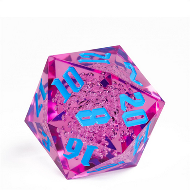 55mm Titan D20 - Sharp Edge Purple Bubbles Plastic Dice Foam Brain Games